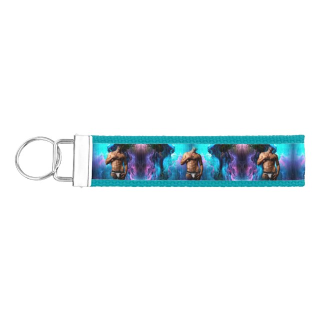 SlipperyJoe muscular man underwear bulge vibrant h Wrist Keychain (Keys on Left)