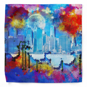 SlipperyJoe NYC graffiti moon surrounded swirling  Bandana