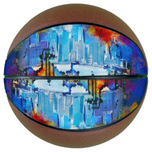 SlipperyJoe NYC graffiti moon surrounded swirling  Basketball