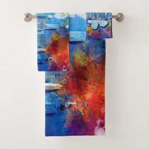 SlipperyJoe NYC graffiti moon surrounded swirling Bath Towel Set
