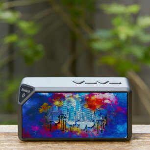 SlipperyJoe NYC graffiti moon surrounded swirling Bluetooth Speaker
