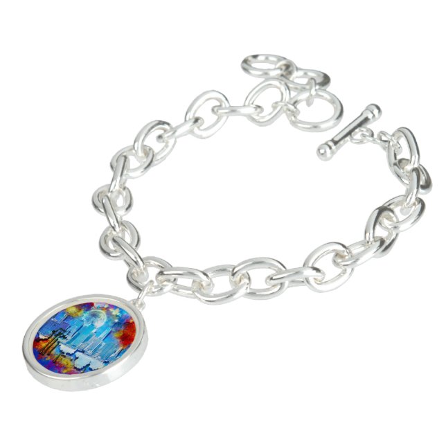 SlipperyJoe NYC graffiti moon surrounded swirling  Bracelet (Side)