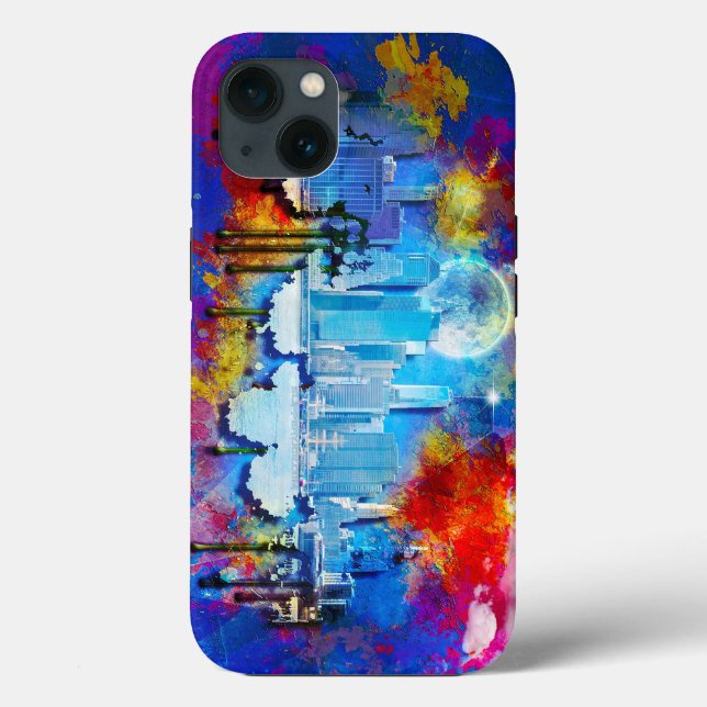 SlipperyJoe NYC graffiti moon surrounded swirling  Case-Mate iPhone Case (Back)