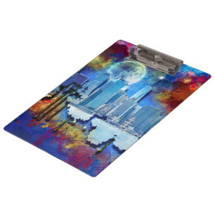 SlipperyJoe NYC graffiti moon surrounded swirling Clipboard