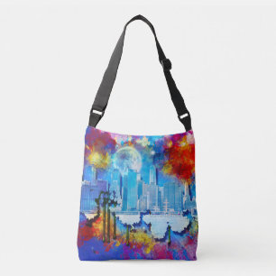 SlipperyJoe NYC graffiti moon surrounded swirling Crossbody Bag