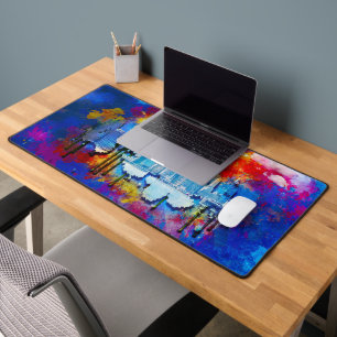 SlipperyJoe NYC graffiti moon surrounded swirling Desk Mat