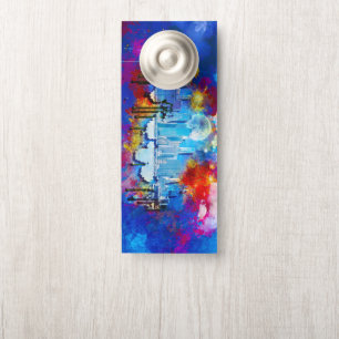 SlipperyJoe NYC graffiti moon surrounded swirling Door Hanger