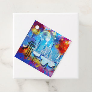 SlipperyJoe NYC graffiti moon surrounded swirling Favor Tags