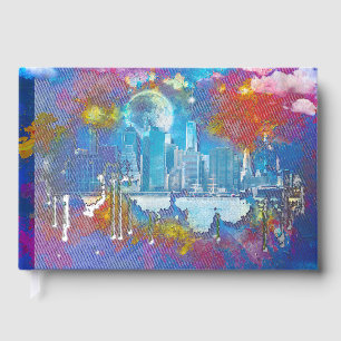 SlipperyJoe NYC graffiti moon surrounded swirling  Foil Guest Book