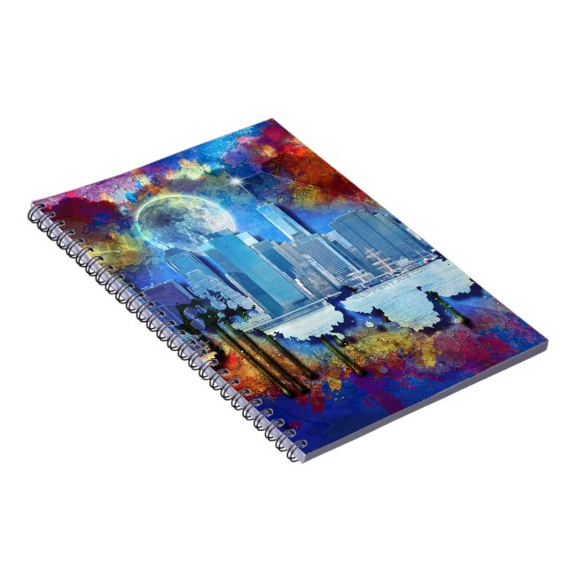 SlipperyJoe NYC graffiti moon surrounded swirling  Notebook (Right Side)