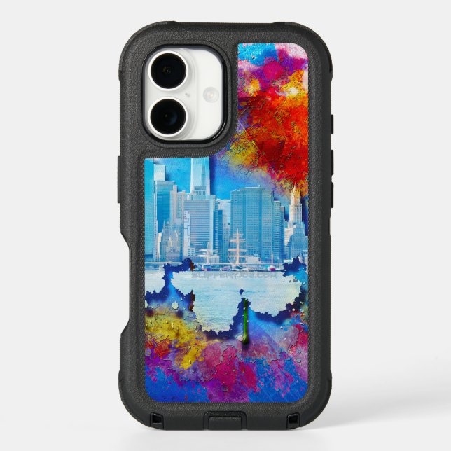 SlipperyJoe NYC graffiti moon surrounded swirling  Otterbox iPhone Case (Back)