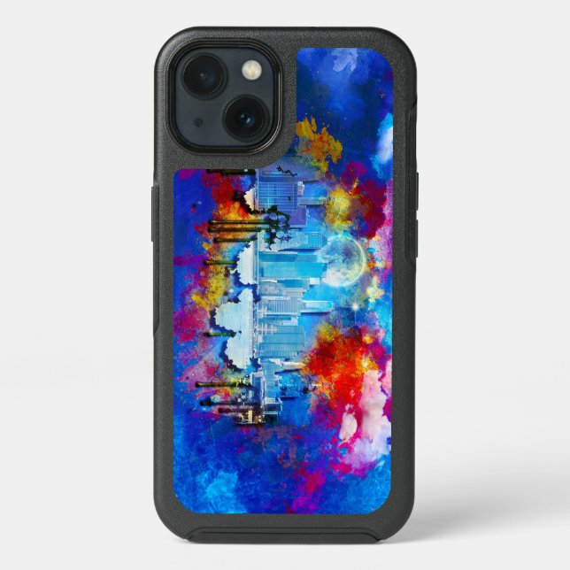 SlipperyJoe NYC graffiti moon surrounded swirling  Otterbox iPhone Case (Back)