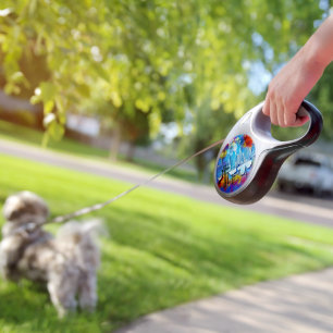 SlipperyJoe NYC graffiti moon surrounded swirling  Retractable Pet Leash