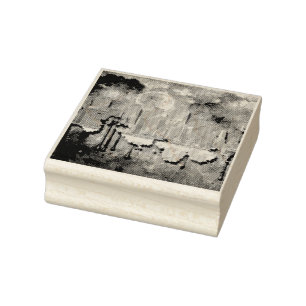 SlipperyJoe NYC graffiti moon surrounded swirling Rubber Stamp