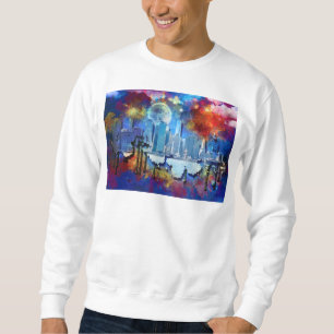 SlipperyJoe NYC graffiti moon surrounded swirling Sweatshirt