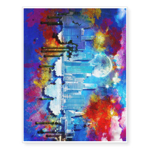 SlipperyJoe NYC graffiti moon surrounded swirling Temporary Tattoos