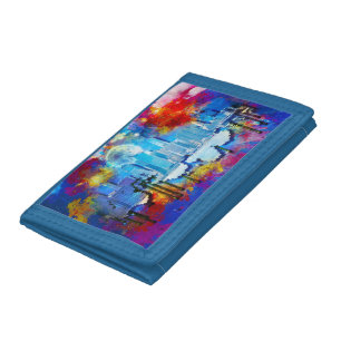 SlipperyJoe NYC graffiti moon surrounded swirling Trifold Wallet