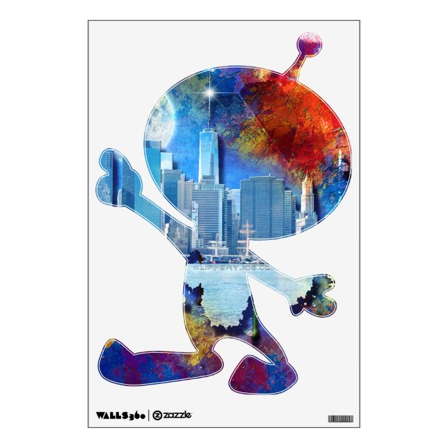 SlipperyJoe NYC graffiti moon surrounded swirling  Wall Decal (Front)
