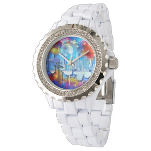 SlipperyJoe NYC graffiti moon surrounded swirling  Watch