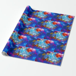 SlipperyJoe NYC graffiti moon surrounded swirling Wrapping Paper