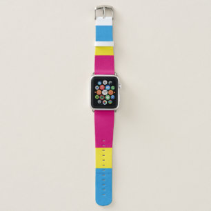 SlipperyJoe pansexual pride flag pink amber and cy Apple Watch Band