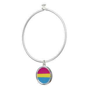 SlipperyJoe pansexual pride flag pink amber and cy Bangle Bracelet