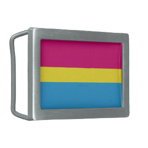 SlipperyJoe pansexual pride flag pink amber and cy Belt Buckle
