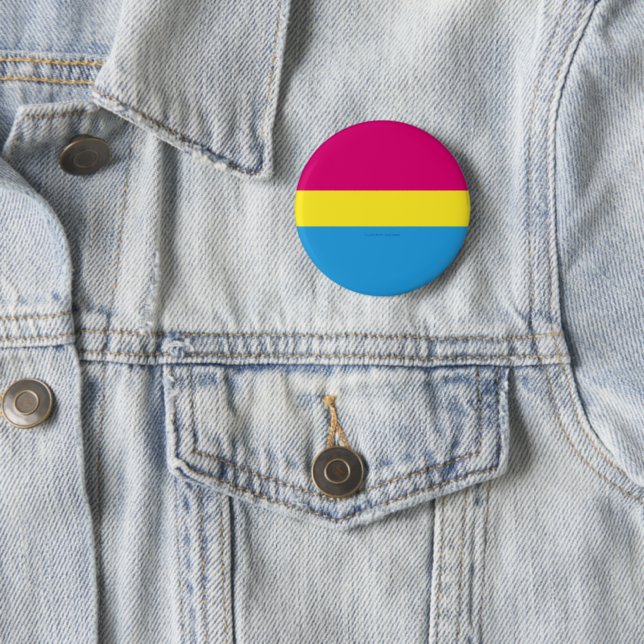 SlipperyJoe pansexual pride flag pink amber and cy Button (In Situ)