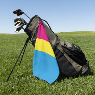 SlipperyJoe pansexual pride flag pink amber and cy Golf Towel