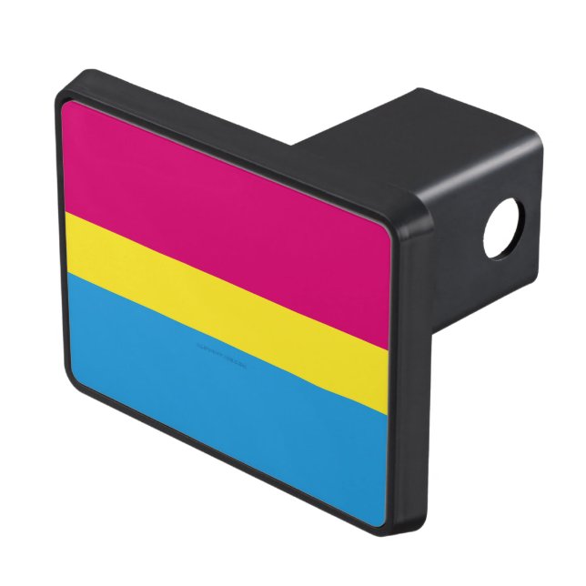 SlipperyJoe pansexual pride flag pink amber and cy Hitch Cover (Top Right)
