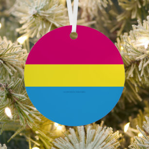 SlipperyJoe pansexual pride flag pink amber and cy Metal Ornament