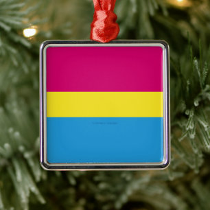 SlipperyJoe pansexual pride flag pink amber and cy Metal Ornament