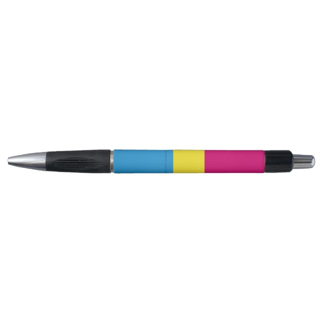 SlipperyJoe pansexual pride flag pink amber and cy Pen (Front)