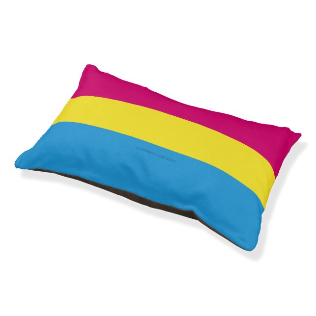 SlipperyJoe pansexual pride flag pink amber and cy Pet Bed (Angled)