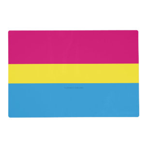 SlipperyJoe pansexual pride flag pink amber and cy Placemat