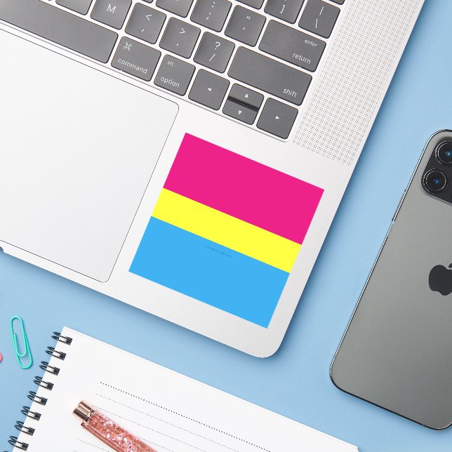 SlipperyJoe pansexual pride flag pink amber and cy Sticker (Laptop w/ iPhone)