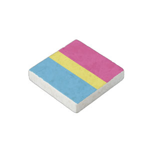 SlipperyJoe pansexual pride flag pink amber and cy Stone Magnet