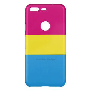 SlipperyJoe pansexual pride flag pink amber and cy Uncommon Google Pixel Case