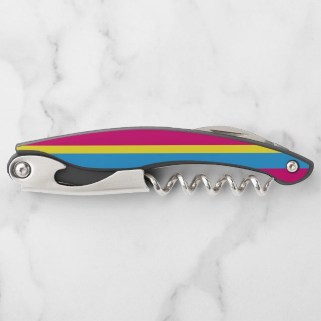 SlipperyJoe pansexual pride flag pink amber and cy Waiter's Corkscrew (Front)