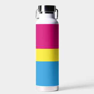 SlipperyJoe pansexual pride flag pink amber and cy Water Bottle