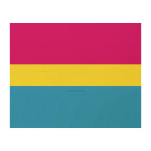 SlipperyJoe pansexual pride flag pink amber and cy Wood Wall Art