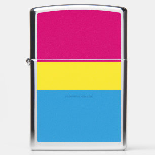 SlipperyJoe pansexual pride flag pink amber and cy Zippo Lighter