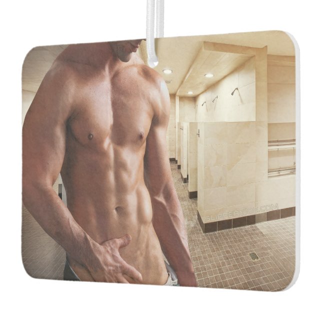SlipperyJoe shirtless muscular man sixpack abs fit Air Freshener (Left)
