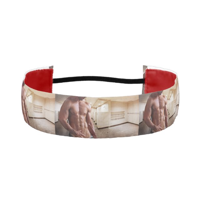 SlipperyJoe shirtless muscular man sixpack abs fit Athletic Headband (Front)