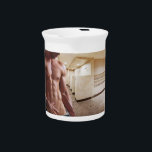 SlipperyJoe shirtless muscular man sixpack abs fit Beverage Pitcher<br><div class="desc">SlipperyJoe shirtless muscular man sixpack abs fit physique locker room showers artistic public bathroom beige tiles and mounted showerhead gay pride gifts LGBTQIA stripped down unapologetic unforgettable discipline doesn’t rinse off</div>