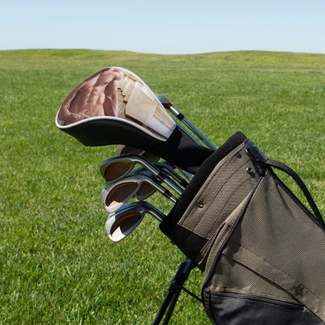 SlipperyJoe shirtless muscular man sixpack abs fit Golf Head Cover (In Situ)