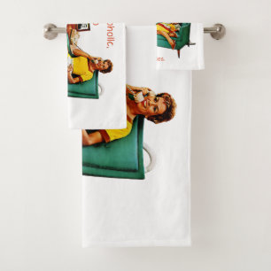 SlipperyJoe socializing drinking party vintage wom Bath Towel Set