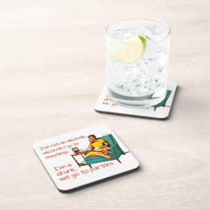 SlipperyJoe socializing drinking party vintage wom Beverage Coaster