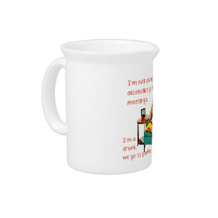 SlipperyJoe socializing drinking party vintage wom Beverage Pitcher