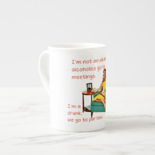SlipperyJoe socializing drinking party vintage wom Bone China Mug